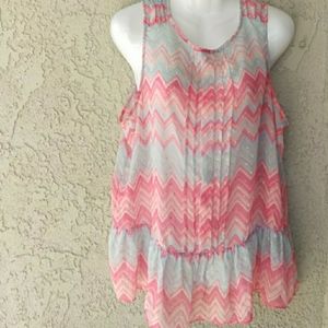 Elle colorful rainbow sleeveless tank tunic top